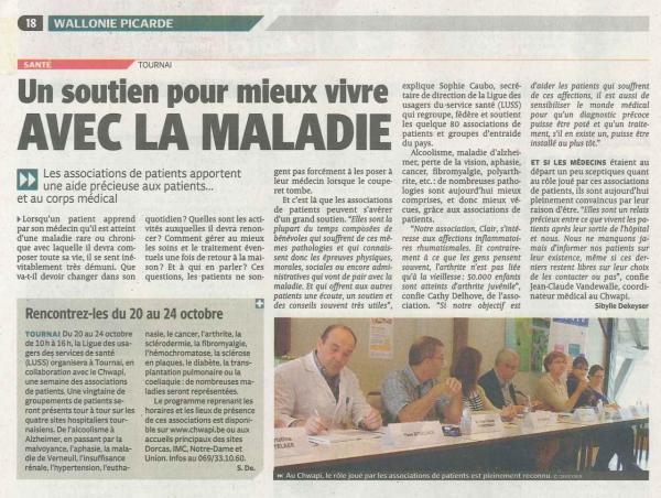 20141010 HBA - PRESSE - Semaine des Associations des Patients - DH